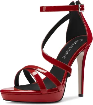 Castamere Women Stiletto High Platform Heel Open Toe Ankle Strap Gladiator Sandals Zipper Party Dress 4.7 Inches Heels