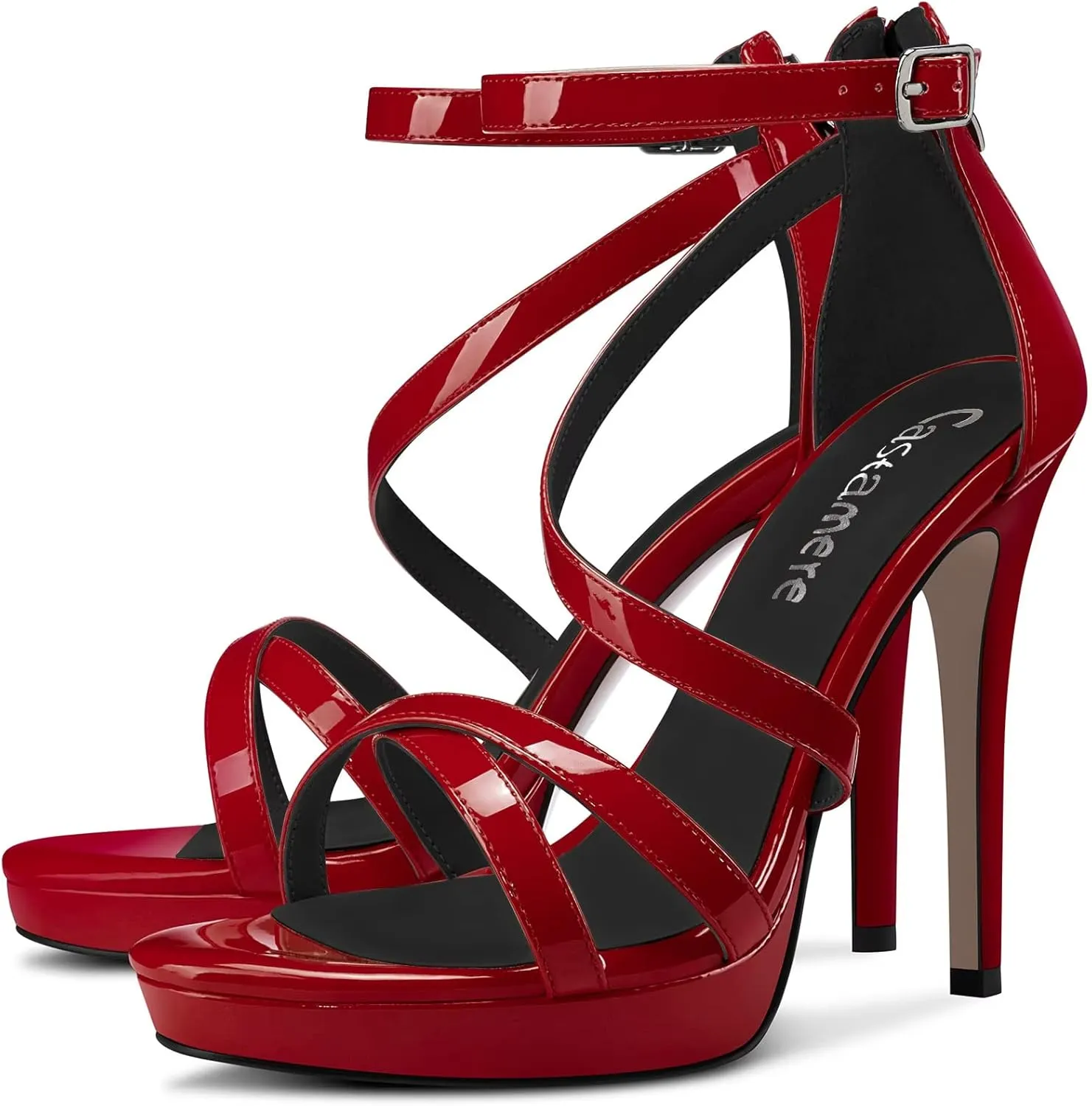 Castamere Women Stiletto High Platform Heel Open Toe Ankle Strap Gladiator Sandals Zipper Party Dress 4.7 Inches Heels