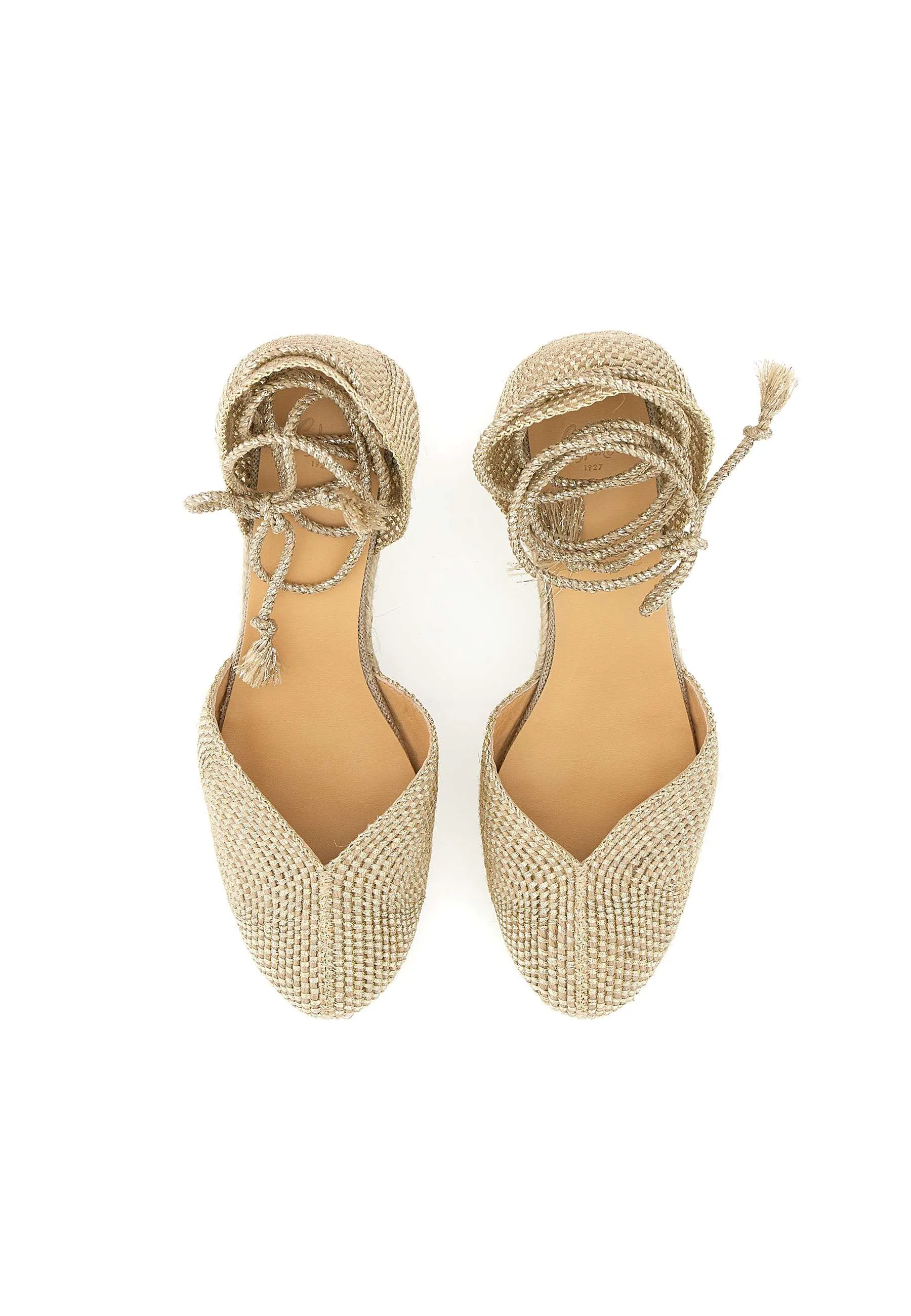 Castaner Cora Gold Wedge Espadrilles