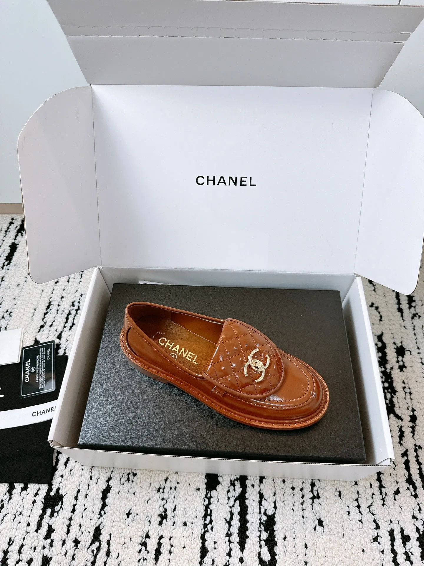 CC Moccasins 25mm In Caramel Glossy Lambskin  144647