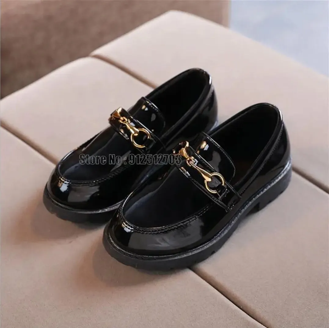 Chain Detail Boys Glossy Loafers
