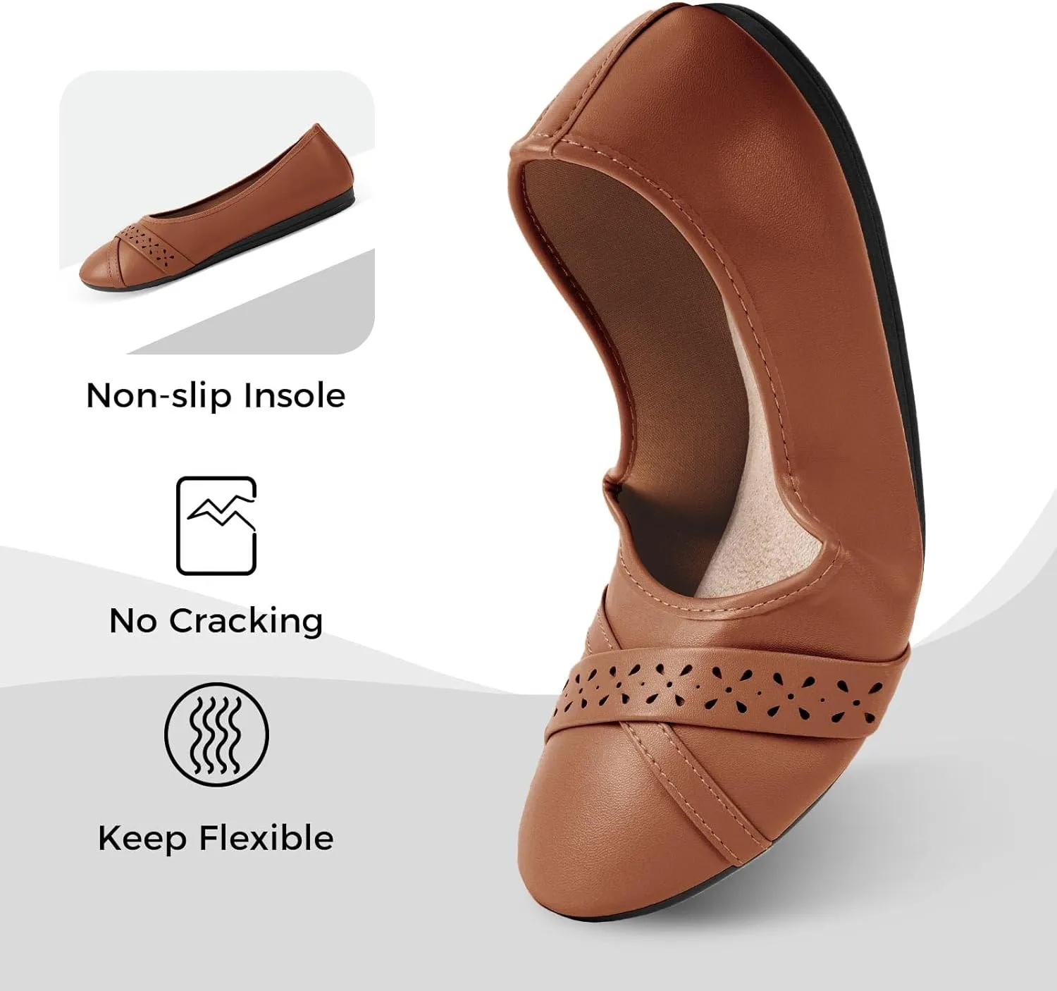 CHIN·MOON Women's Ballet Flats Comfortable Dressy Walking Dress Casual Shoes