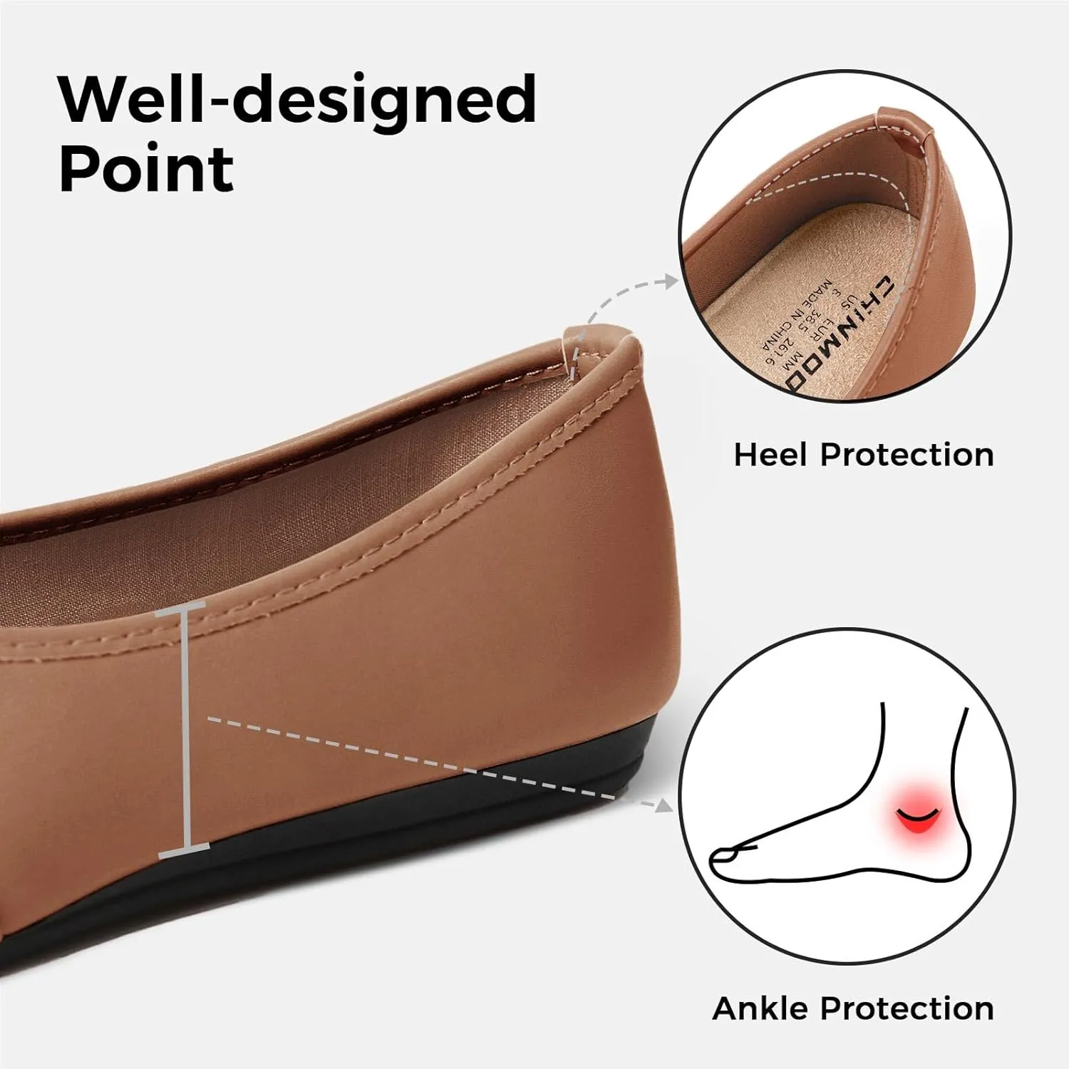 CHIN·MOON Women's Ballet Flats Comfortable Dressy Walking Dress Casual Shoes