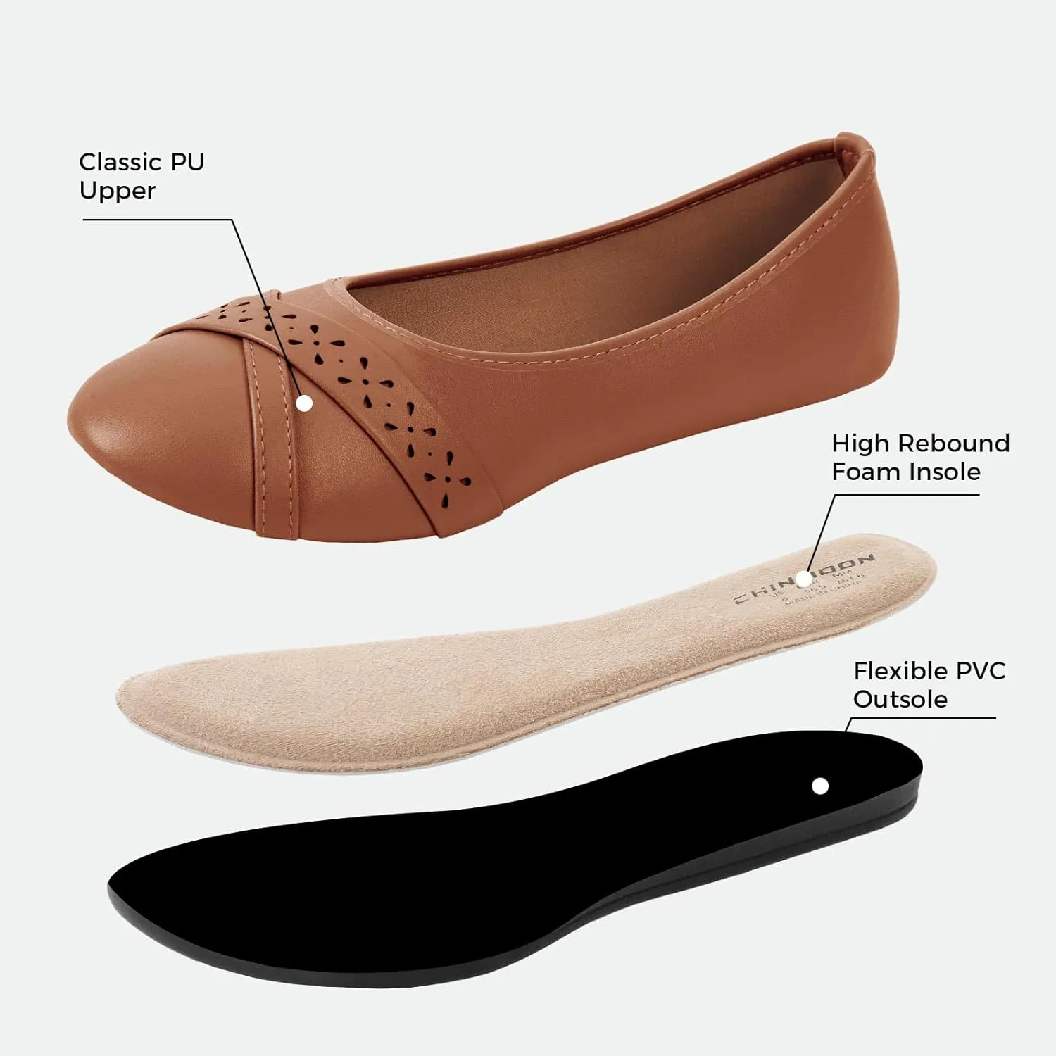 CHIN·MOON Women's Ballet Flats Comfortable Dressy Walking Dress Casual Shoes
