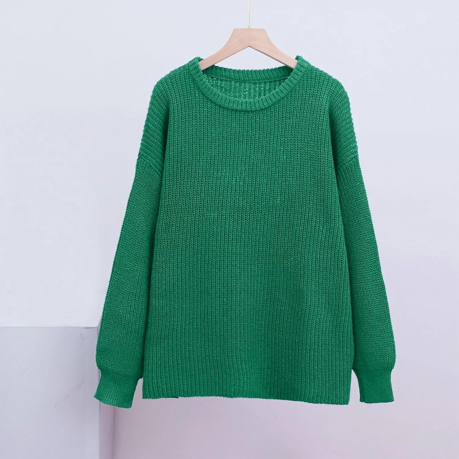Chunky Knit Winter Sweater for Women Casual Loose Oversized Long Sleeve Crewneck Pullover Sweaters Jumper Tops
