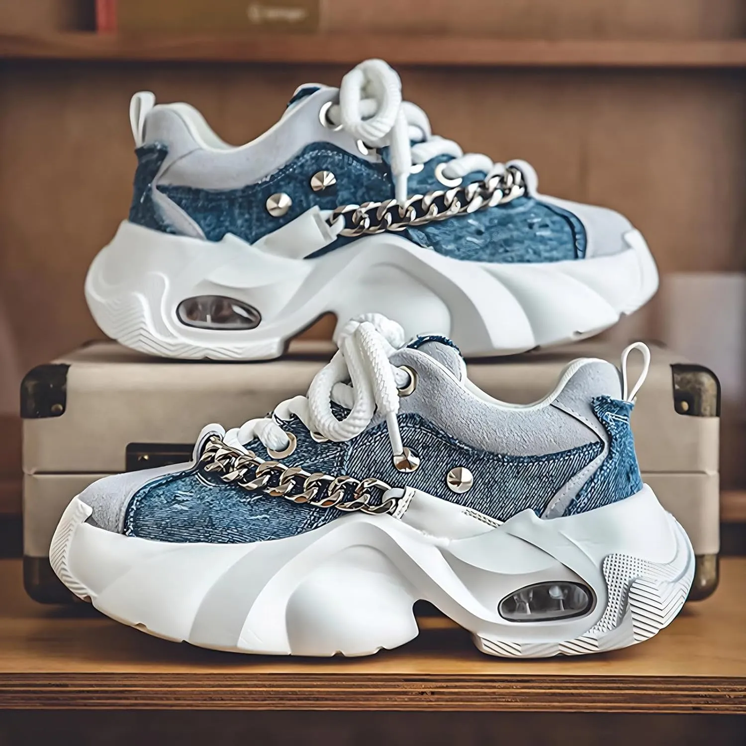 Chunky Sneaker for Women Platform Sneakers Height Increase Thick Sole Y2K Aesthetic Walking Shoes