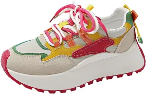 Chunky Sneakers for Women Color Block Platform Walking Shoes
