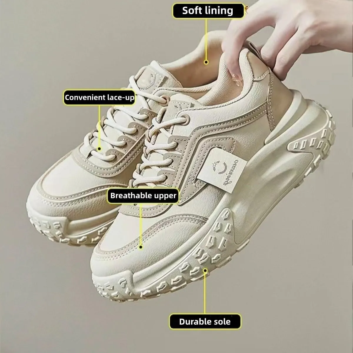 Chunky Sneakers for Women Walking Shoes with 1.8-Inch Thick Sole - Comfortable and Versatile