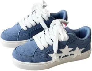 Chunky Sneakers Women, 3 Star Patch, Chunky Laces, Contrast Color, Round Toe, Height Boost, Y2K Street Platform Shoes