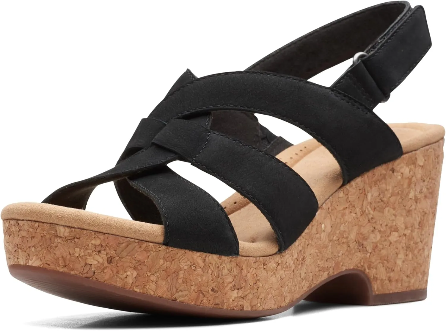 Clarks Womens Giselle Beach Suede Wedge Sandals