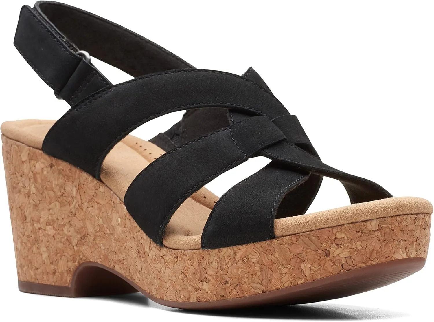 Clarks Womens Giselle Beach Suede Wedge Sandals