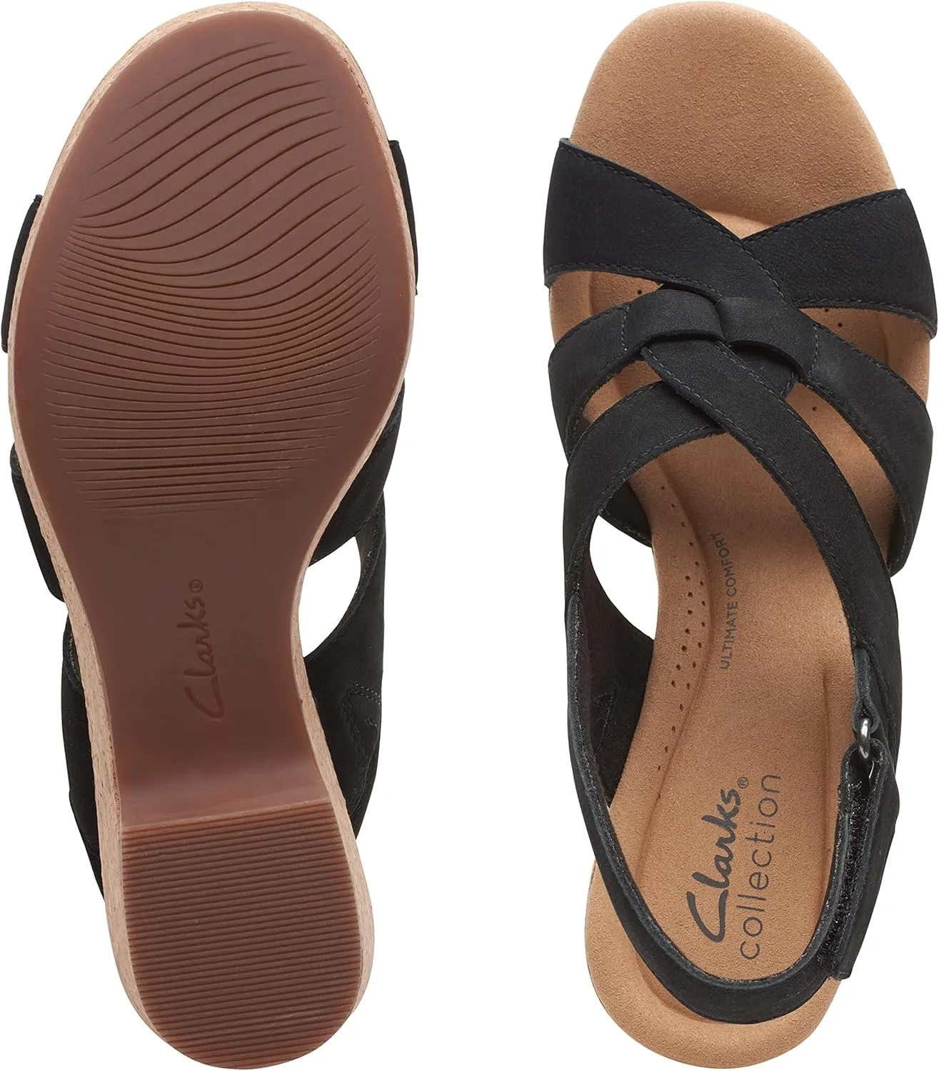 Clarks Womens Giselle Beach Suede Wedge Sandals