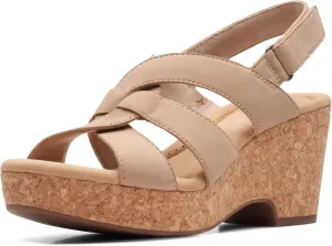 Clarks Womens Giselle Beach Suede Wedge Sandals