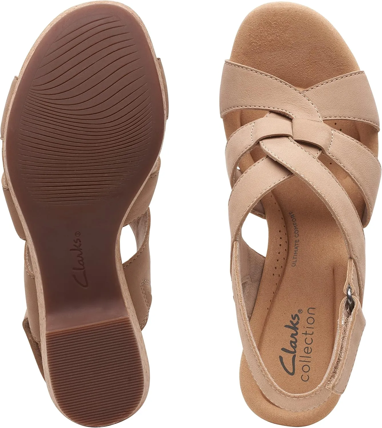 Clarks Womens Giselle Beach Suede Wedge Sandals