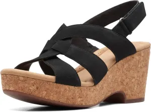 Clarks Womens Giselle Beach Suede Wedge Sandals