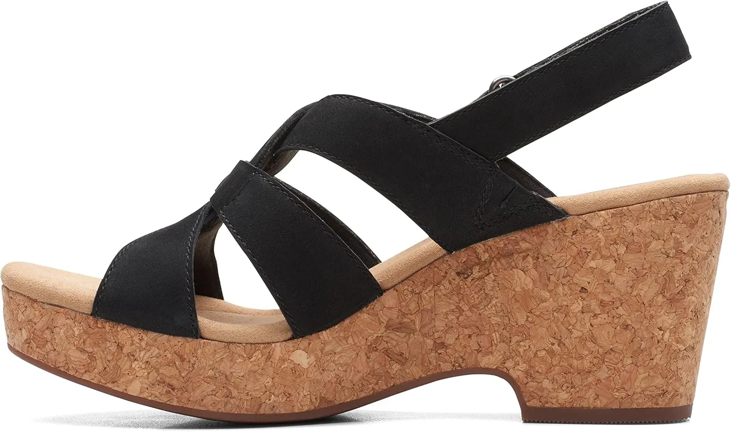 Clarks Womens Giselle Beach Suede Wedge Sandals