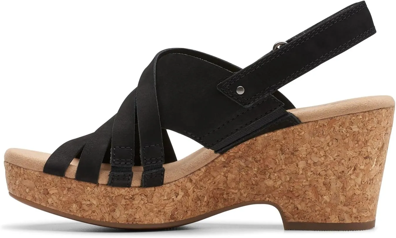 Clarks Womens Giselle Ivy Cork Platforms Slingback Sandals