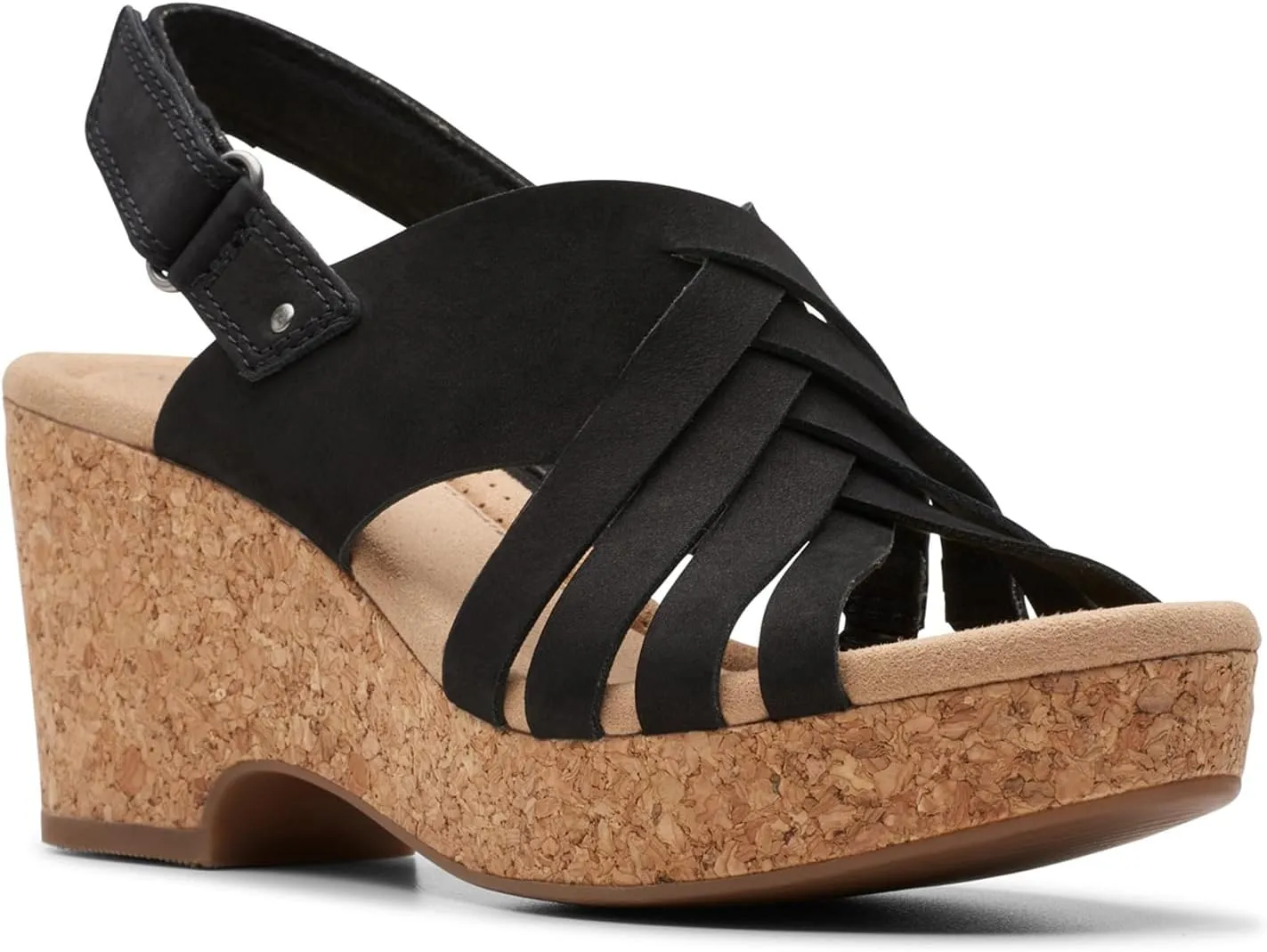 Clarks Womens Giselle Ivy Cork Platforms Slingback Sandals