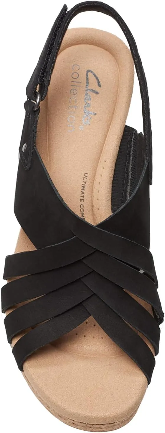 Clarks Womens Giselle Ivy Cork Platforms Slingback Sandals