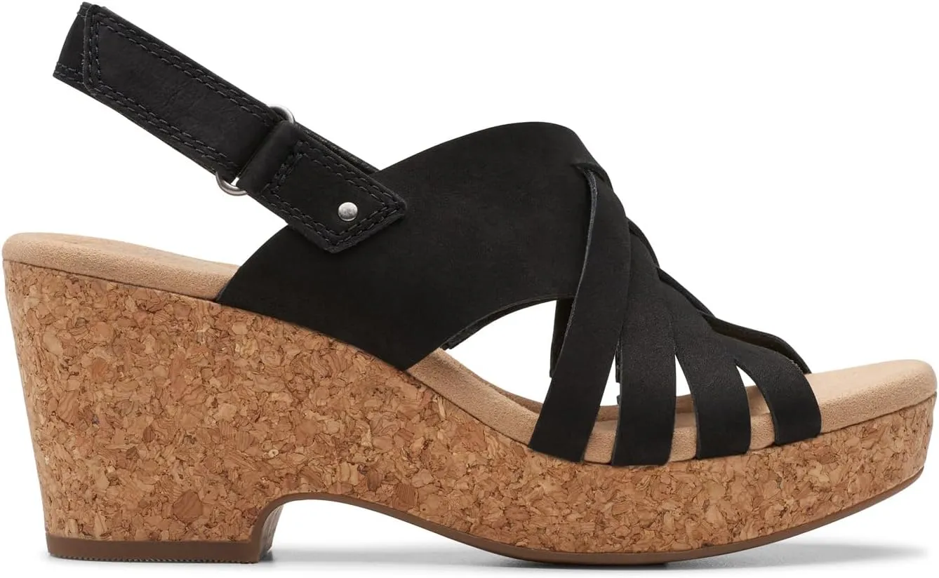 Clarks Womens Giselle Ivy Cork Platforms Slingback Sandals