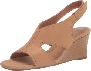 Clarks Womens Kyarra Aster Leather Wedge Sandals