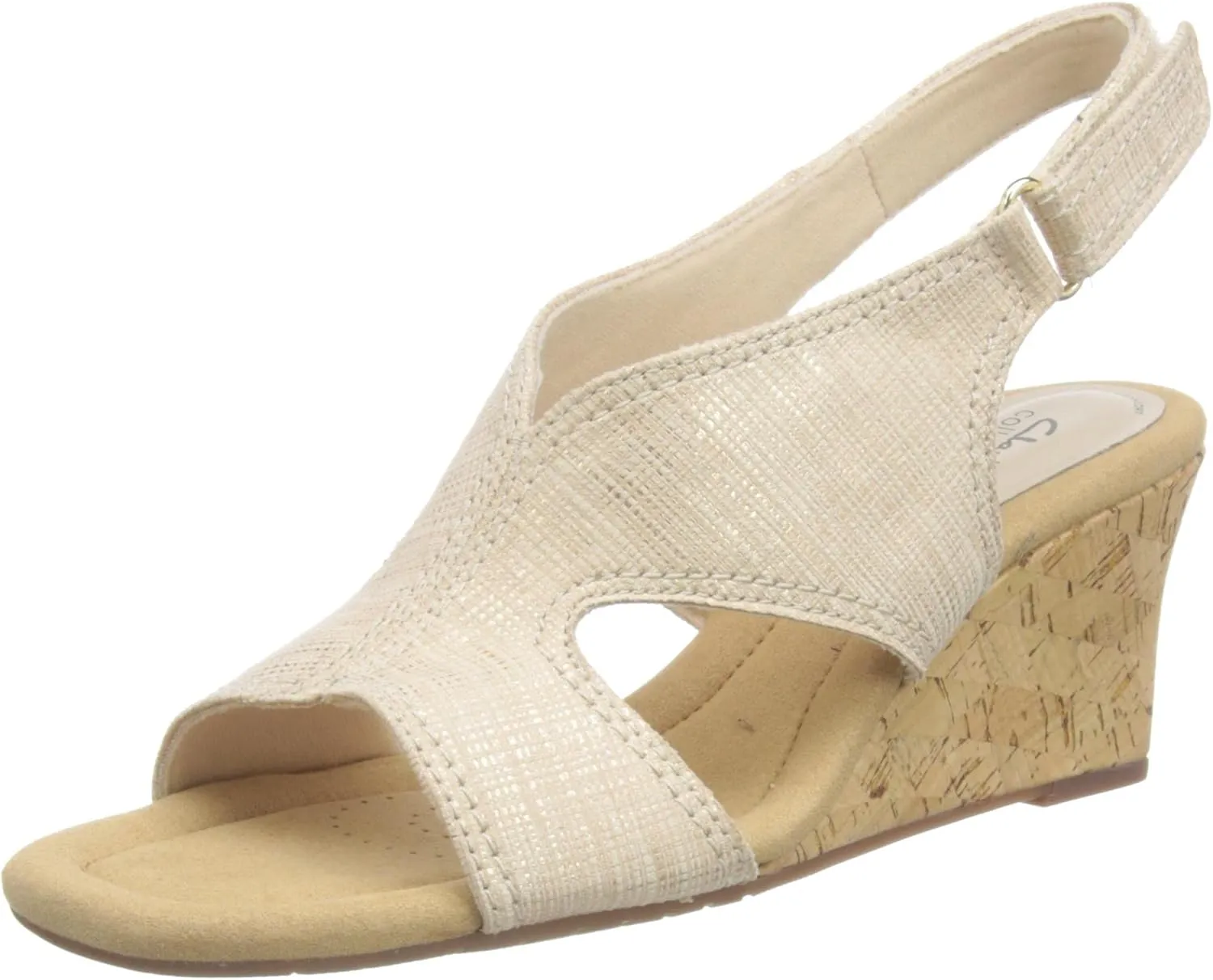 Clarks Womens Kyarra Aster Leather Wedge Sandals