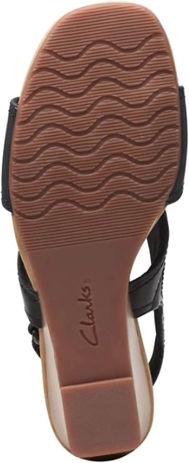 Clarks Womens Kyarra Aster Leather Wedge Sandals