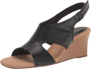 Clarks Womens Kyarra Aster Leather Wedge Sandals