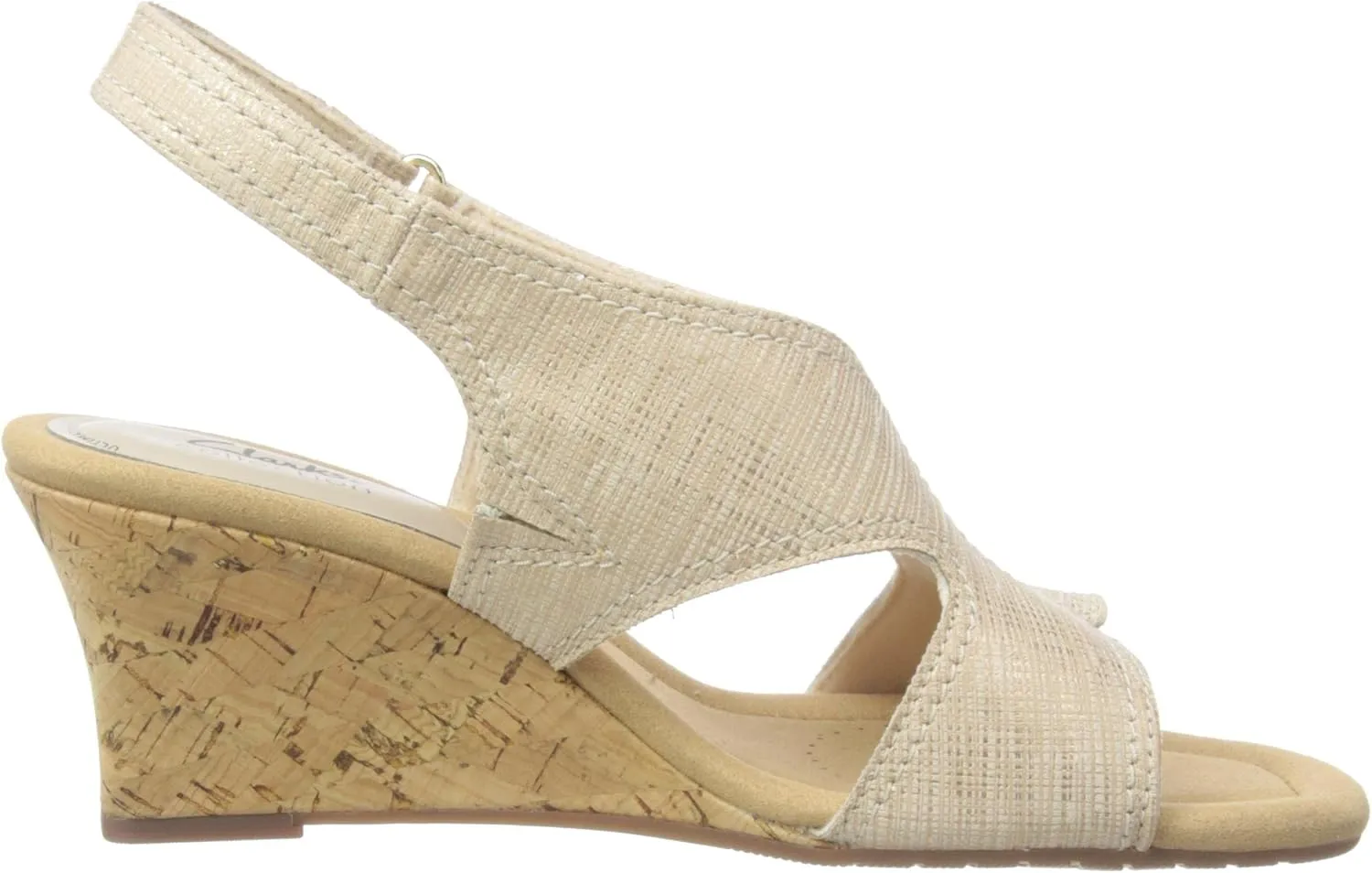 Clarks Womens Kyarra Aster Leather Wedge Sandals