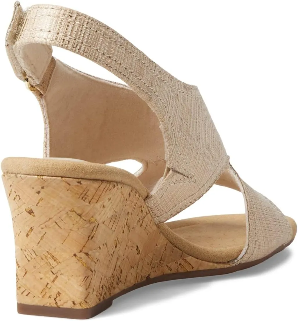 Clarks Womens Kyarra Aster Leather Wedge Sandals