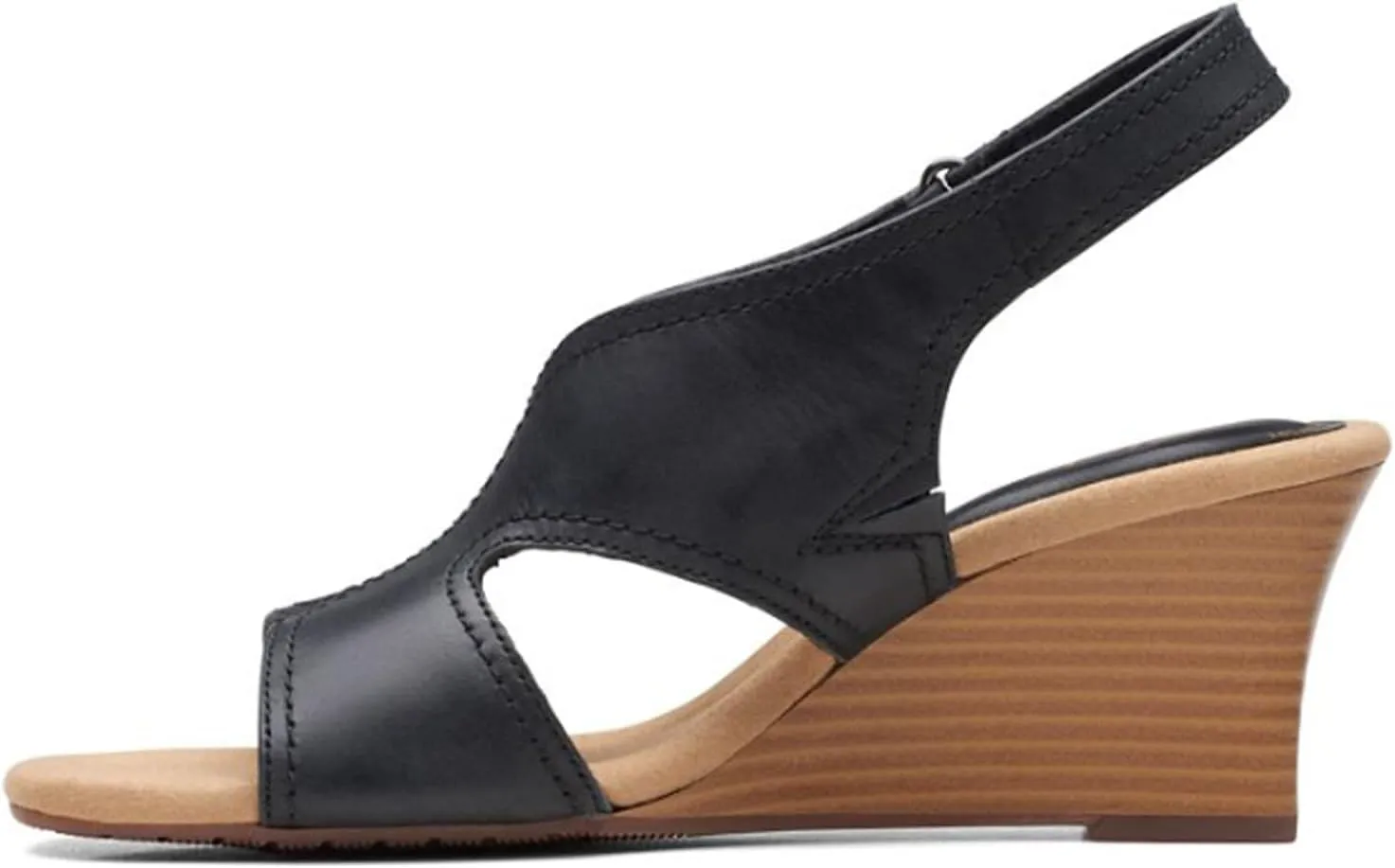 Clarks Womens Kyarra Aster Leather Wedge Sandals