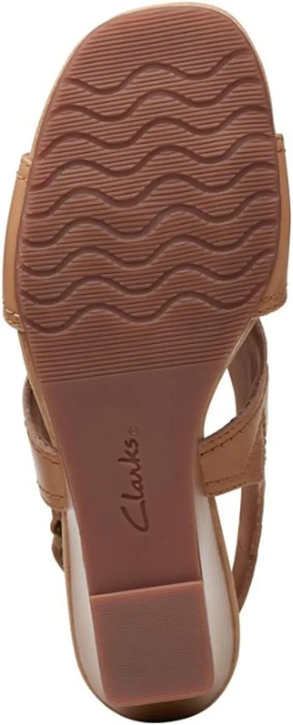 Clarks Womens Kyarra Aster Leather Wedge Sandals