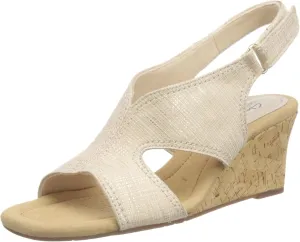 Clarks Womens Kyarra Aster Leather Wedge Sandals