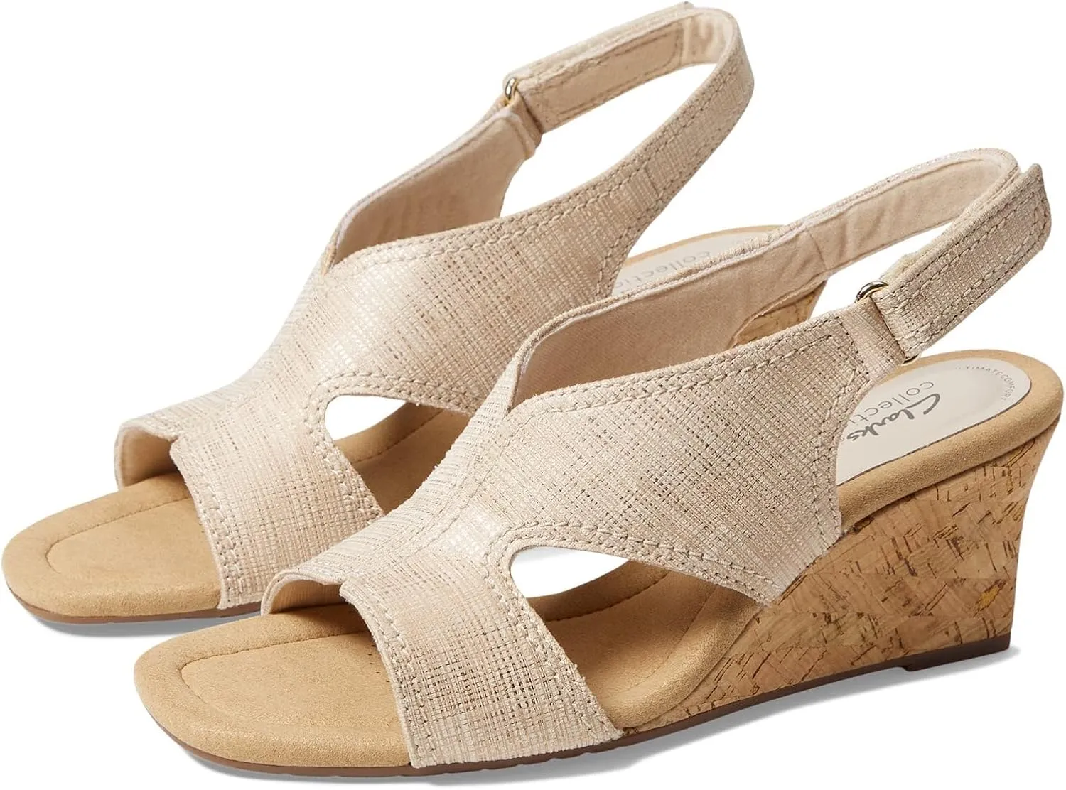 Clarks Womens Kyarra Aster Leather Wedge Sandals
