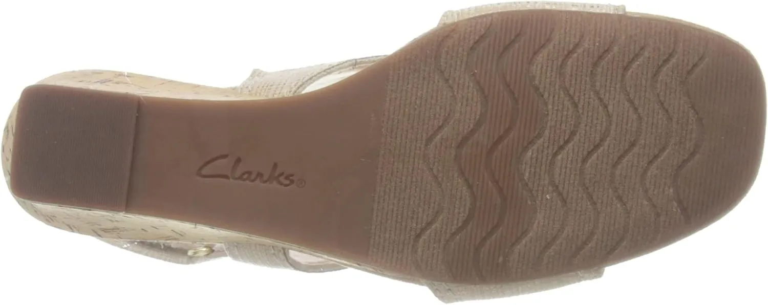Clarks Womens Kyarra Aster Leather Wedge Sandals