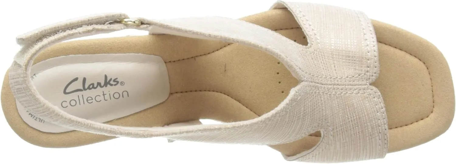 Clarks Womens Kyarra Aster Leather Wedge Sandals