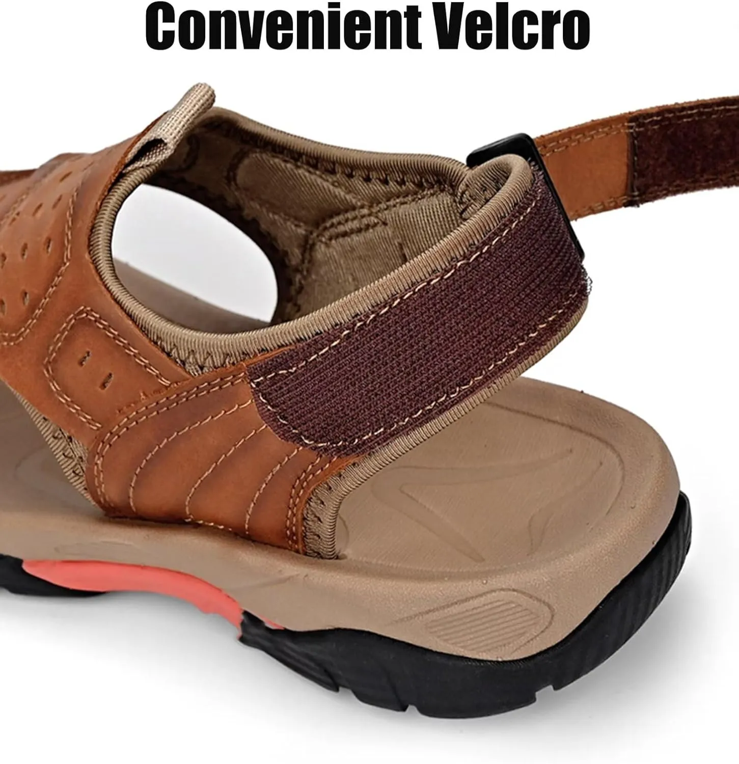 Closed Toe Sandals Men Outdoor Sports Sandals Summer Men's Beach Shoes Leather Casual Trekking Walking Hiking Sandals