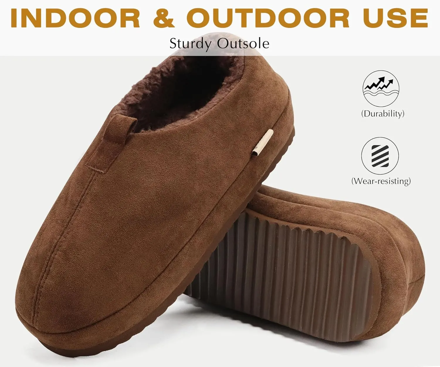 COFACE Men's Clog Slippers Cozy Thick Cushion Memory Foam Indoor Outdoor Lightweight Warm Sherpa Lining House Shoes For Man With Arch Support Rubber Hard Sole