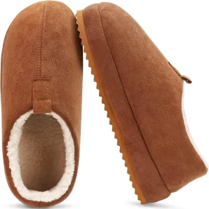 COFACE Men's Clog Slippers Cozy Thick Cushion Memory Foam Indoor Outdoor Lightweight Warm Sherpa Lining House Shoes For Man With Arch Support Rubber Hard Sole