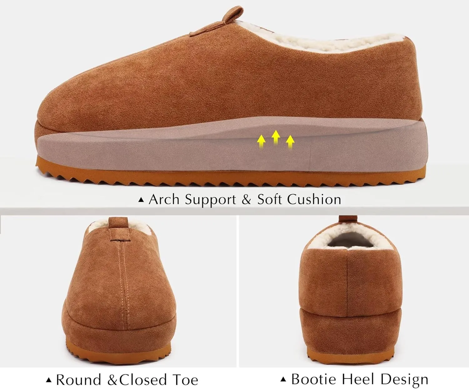 COFACE Men's Clog Slippers Cozy Thick Cushion Memory Foam Indoor Outdoor Lightweight Warm Sherpa Lining House Shoes For Man With Arch Support Rubber Hard Sole