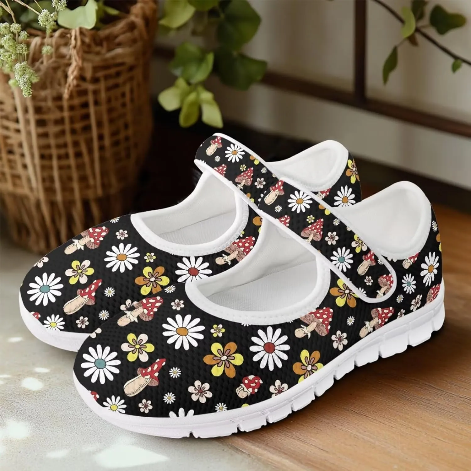 Coloranimal Mary Jane Flats Casual Slip On Mary Jane Shoes Flat Shoes Dressy Comfortable Mesh Ballet Shoes with Anti Skid Sole Womens Footwear