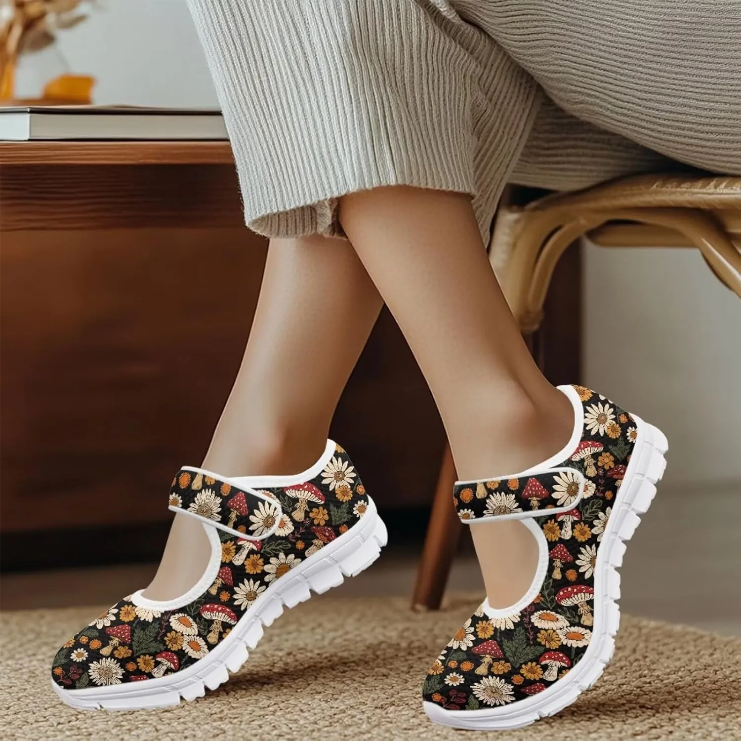 Coloranimal Mary Jane Flats Casual Slip On Mary Jane Shoes Flat Shoes Dressy Comfortable Mesh Ballet Shoes with Anti Skid Sole Womens Footwear