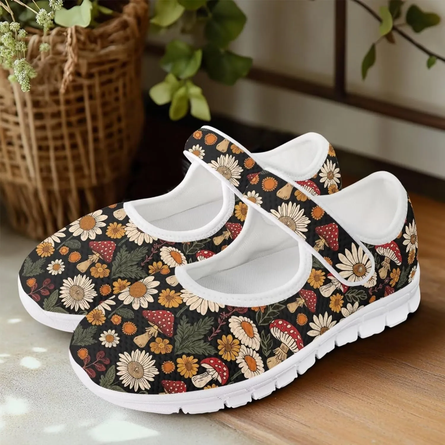 Coloranimal Mary Jane Flats Casual Slip On Mary Jane Shoes Flat Shoes Dressy Comfortable Mesh Ballet Shoes with Anti Skid Sole Womens Footwear