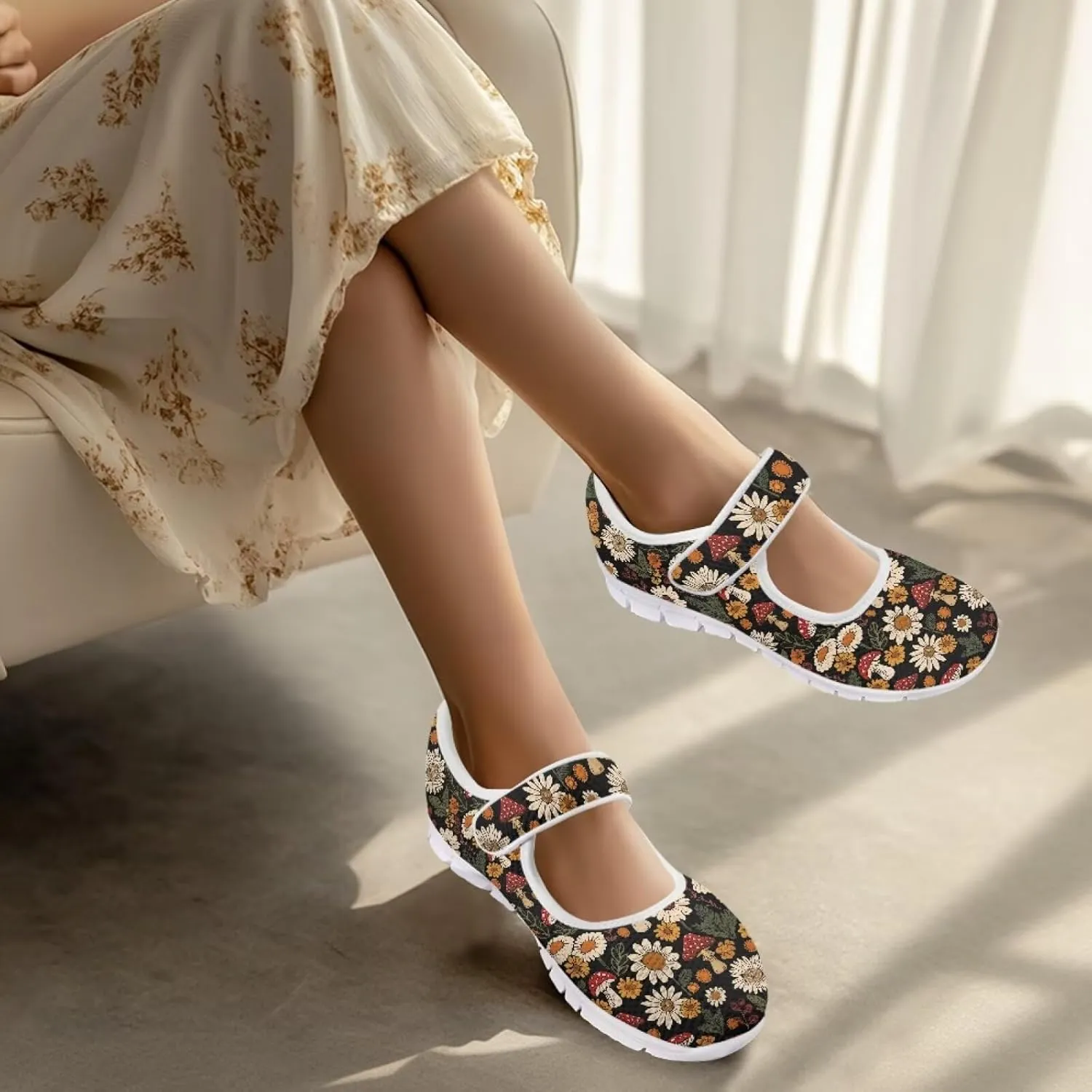 Coloranimal Mary Jane Flats Casual Slip On Mary Jane Shoes Flat Shoes Dressy Comfortable Mesh Ballet Shoes with Anti Skid Sole Womens Footwear