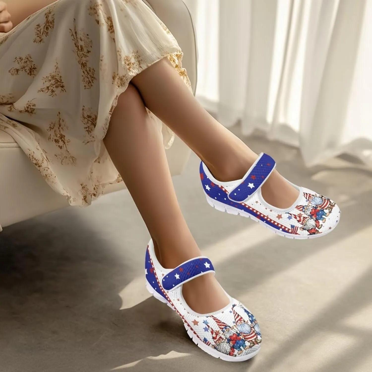 Coloranimal Mary Jane Flats Shoes for Women Dressy Casual Womens Mary Jane Shoes Magic Sticker Slip On Shoes Falts Shoes Mesh Ballet Shoes