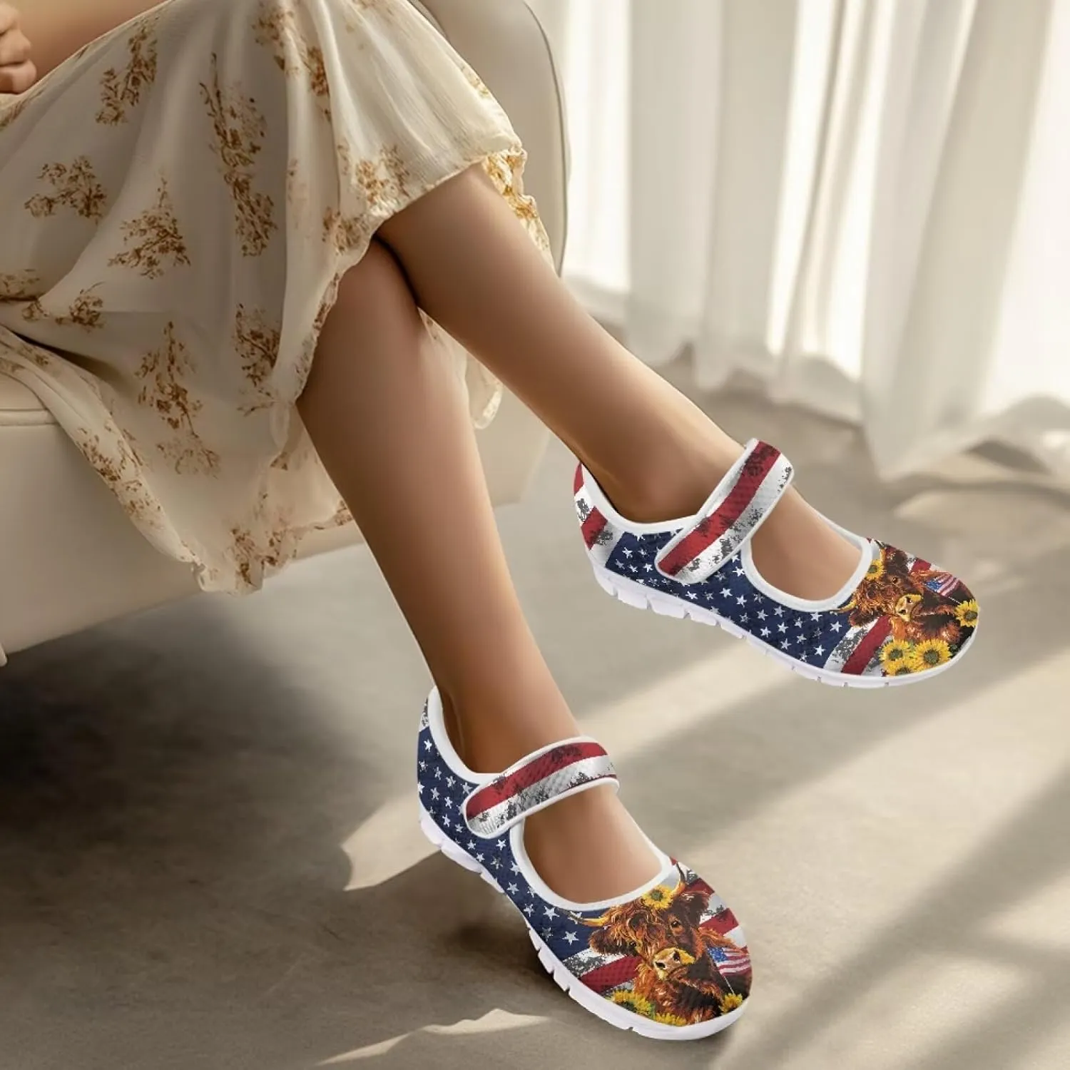 Coloranimal Mary Jane Flats Shoes for Women Dressy Casual Womens Mary Jane Shoes Magic Sticker Slip On Shoes Falts Shoes Mesh Ballet Shoes