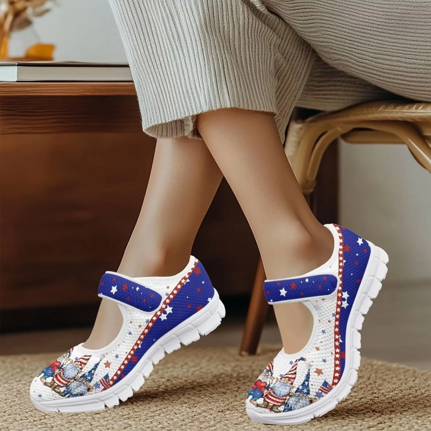 Coloranimal Mary Jane Flats Shoes for Women Dressy Casual Womens Mary Jane Shoes Magic Sticker Slip On Shoes Falts Shoes Mesh Ballet Shoes