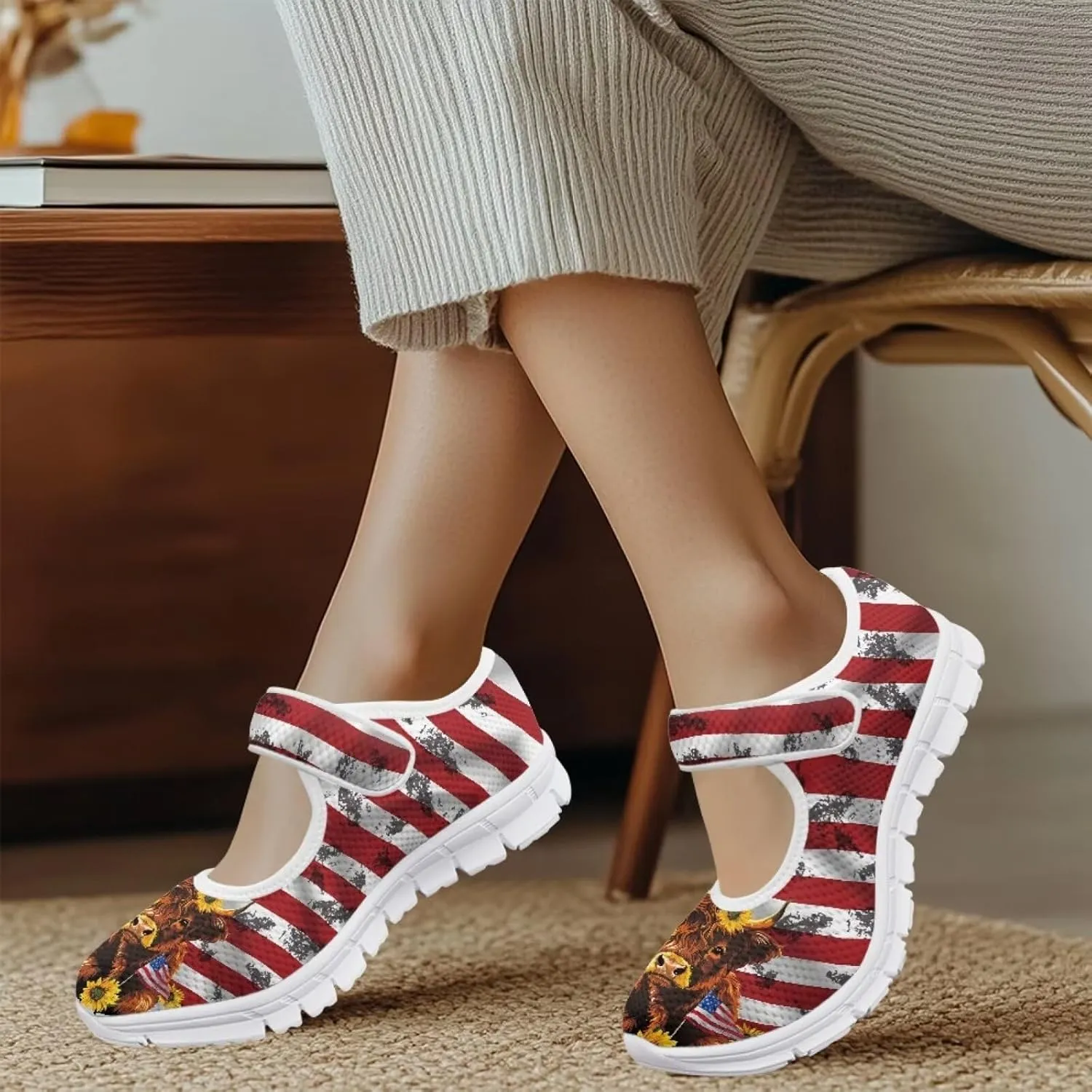 Coloranimal Mary Jane Flats Shoes for Women Dressy Casual Womens Mary Jane Shoes Magic Sticker Slip On Shoes Falts Shoes Mesh Ballet Shoes