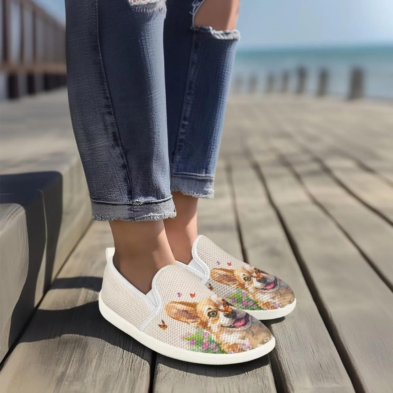 Coloranimal Womens Flats Slip On Shoes Fashion Sneakers Loafers for Women Travel Shoes Lightweight Walking Shoes Casual Flats Running Shoes