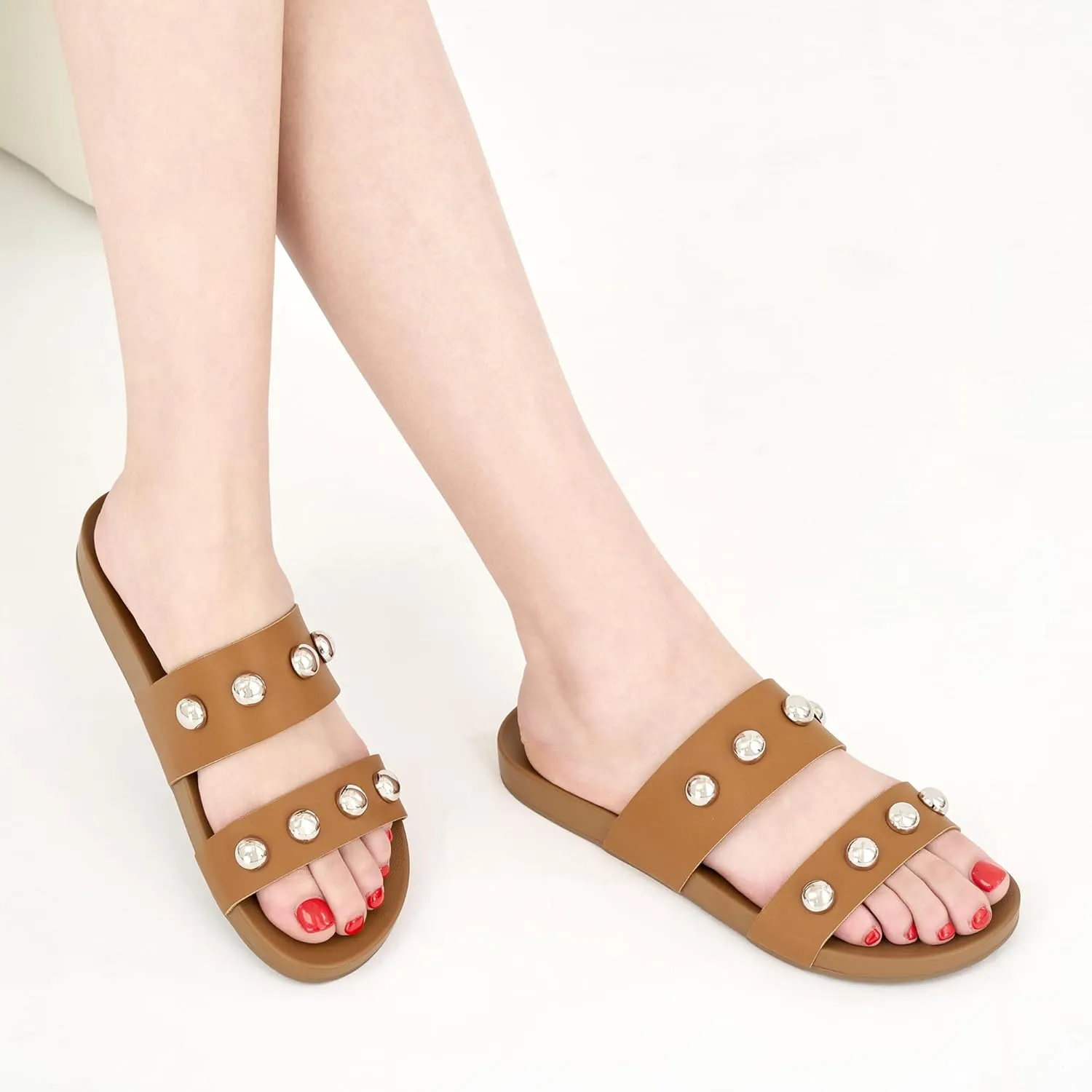Comfort Sandals for Women Outdoors: Arch Support Open Toe Womens Sandals - Casual Slip On Beach Slides for Women